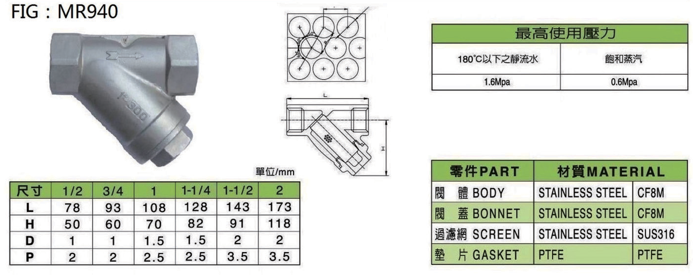 不銹鋼絲口Y型過濾器