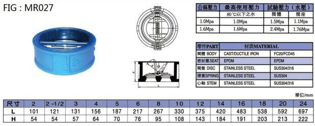 鑄鐵雙瓣式止回閥,瑞光閥門